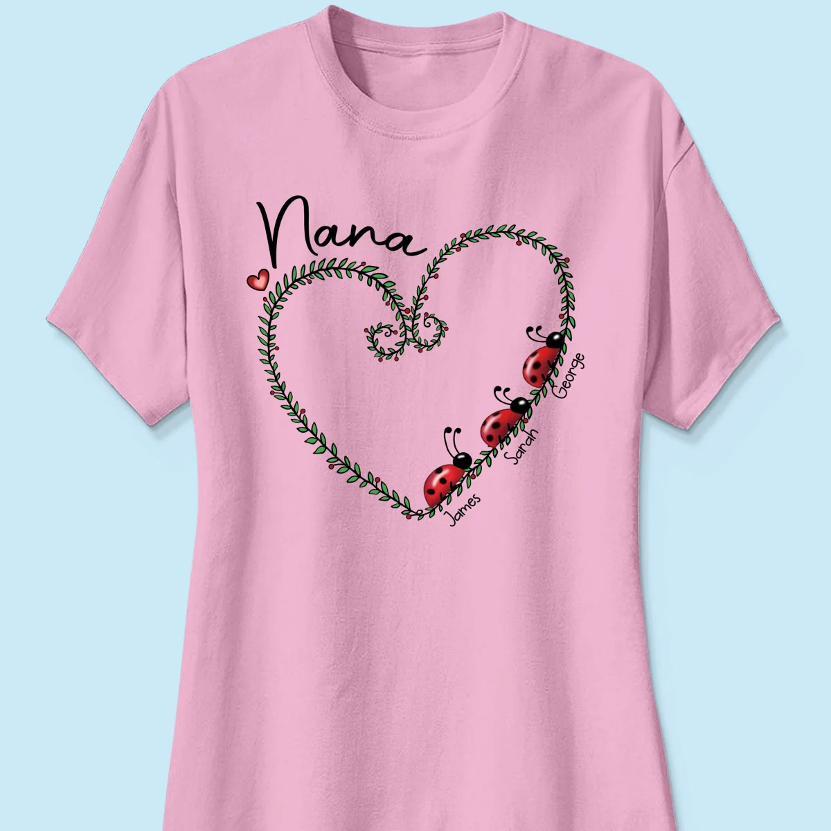 Grandma Mom Ladybug Heart Personalized Shirt - Image 13