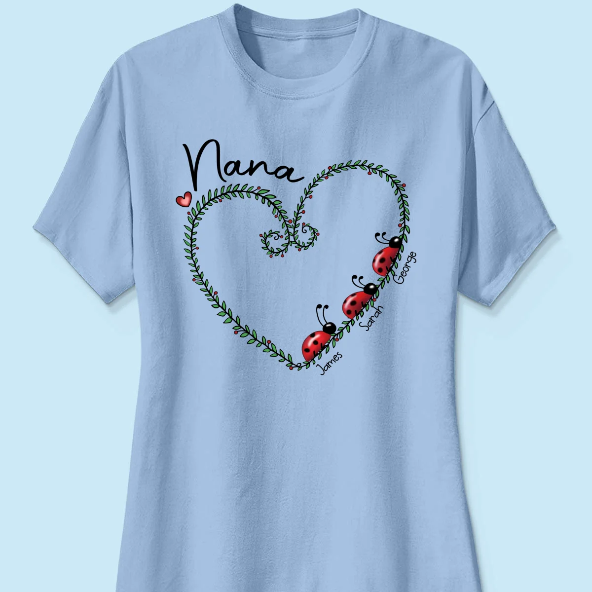 Grandma Mom Ladybug Heart Personalized Shirt - Image 14