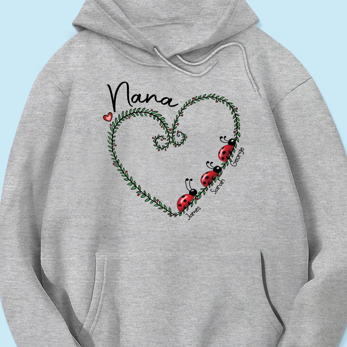 Grandma Mom Ladybug Heart Personalized Shirt - Image 16