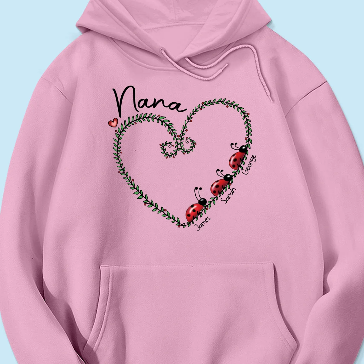 Grandma Mom Ladybug Heart Personalized Shirt - Image 17