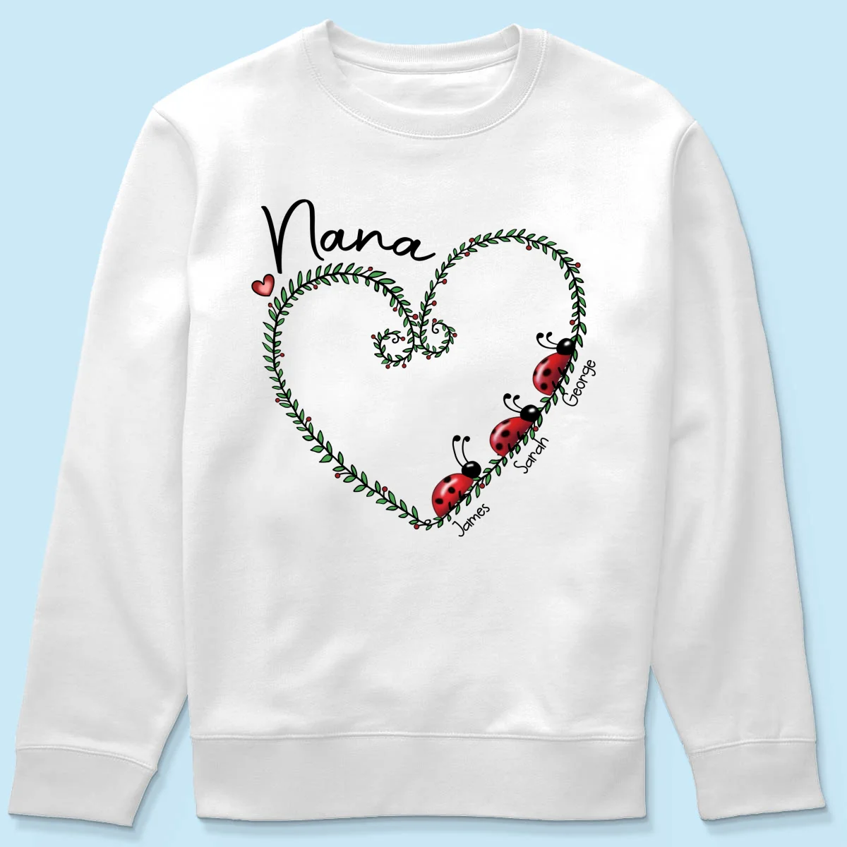 Grandma Mom Ladybug Heart Personalized Shirt - Image 19