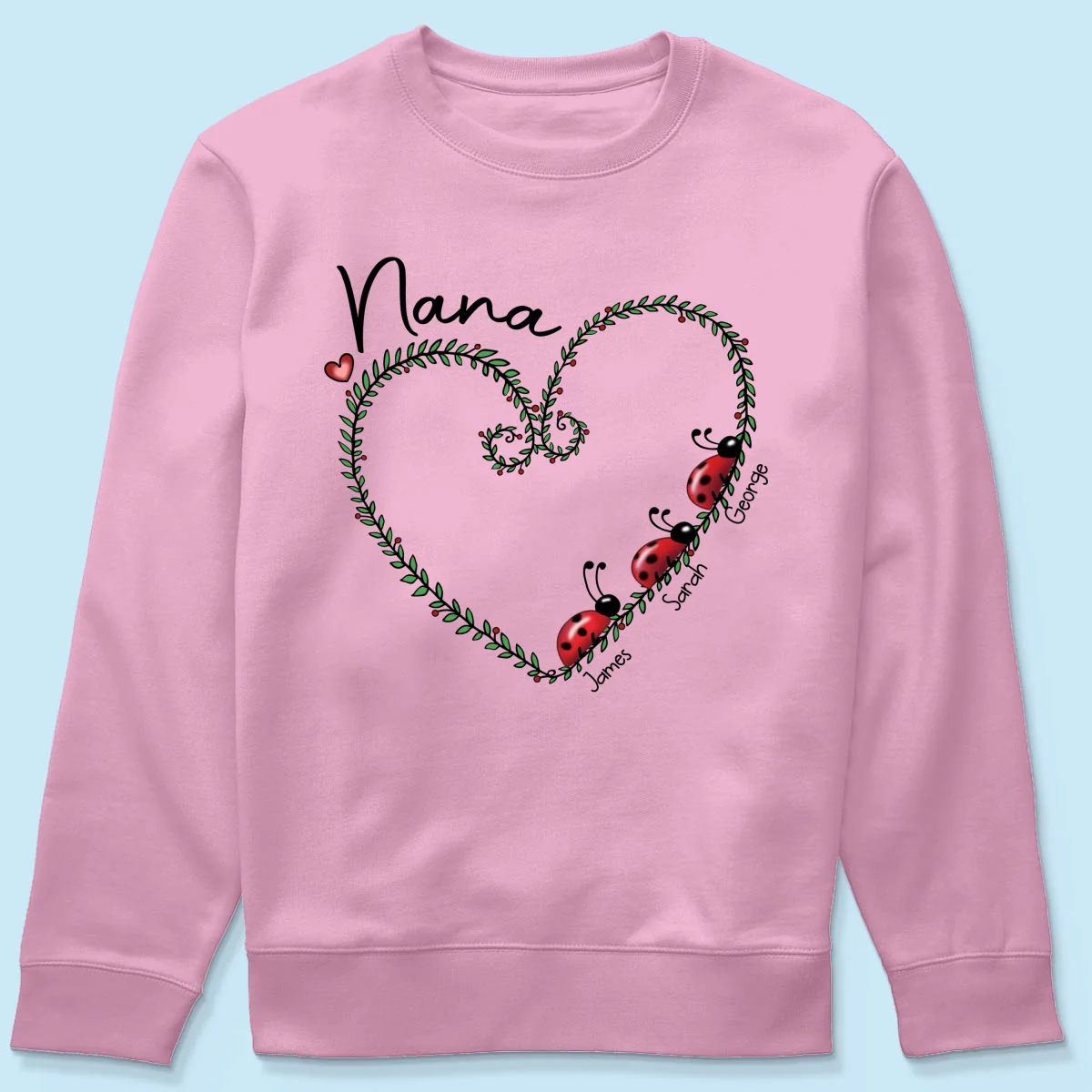 Grandma Mom Ladybug Heart Personalized Shirt - Image 21