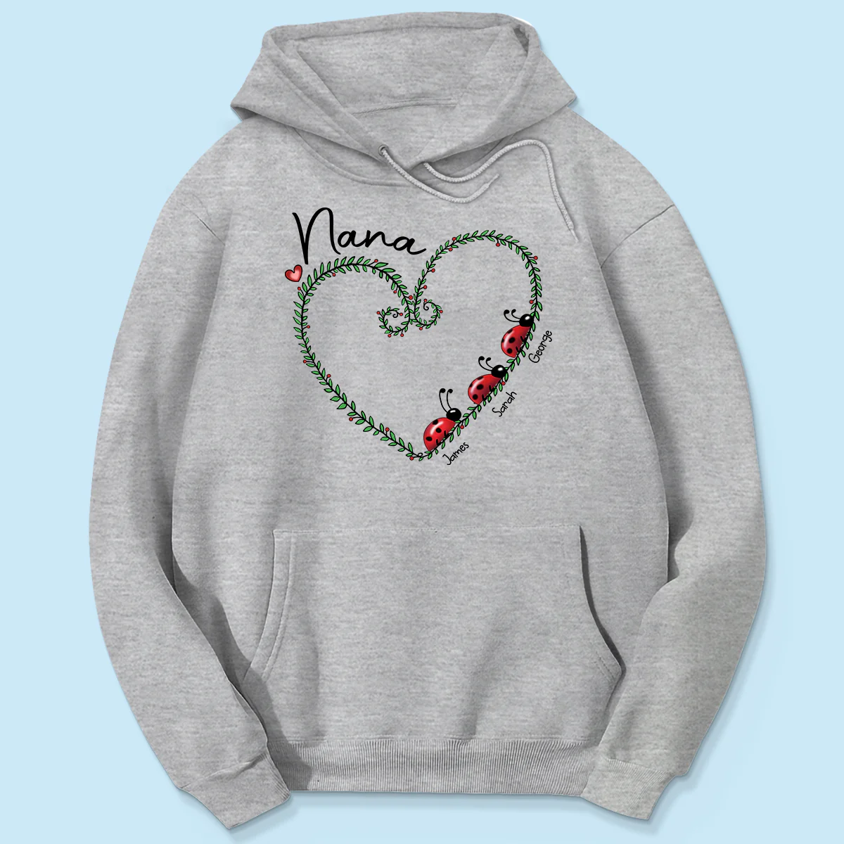 Grandma Mom Ladybug Heart Personalized Shirt - Image 5