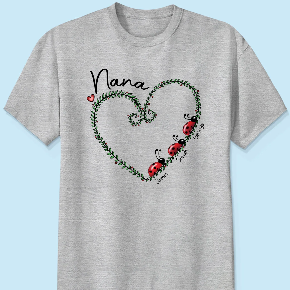 Grandma Mom Ladybug Heart Personalized Shirt - Image 8