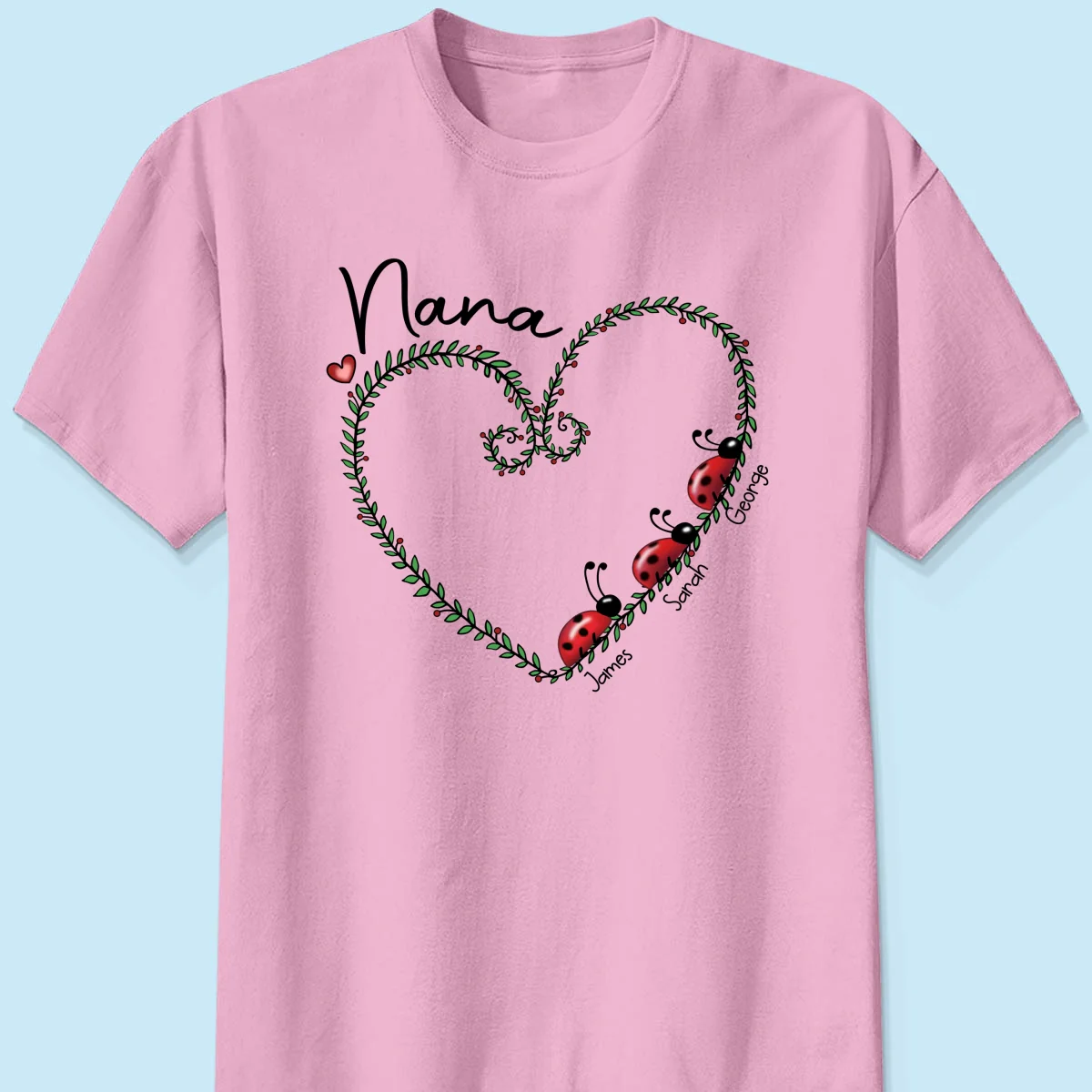 Grandma Mom Ladybug Heart Personalized Shirt - Image 9