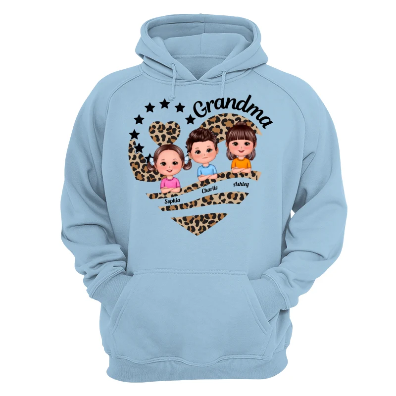Grandma Mom Leopard Heart Doll Kids Personalized Shirt - Image 16