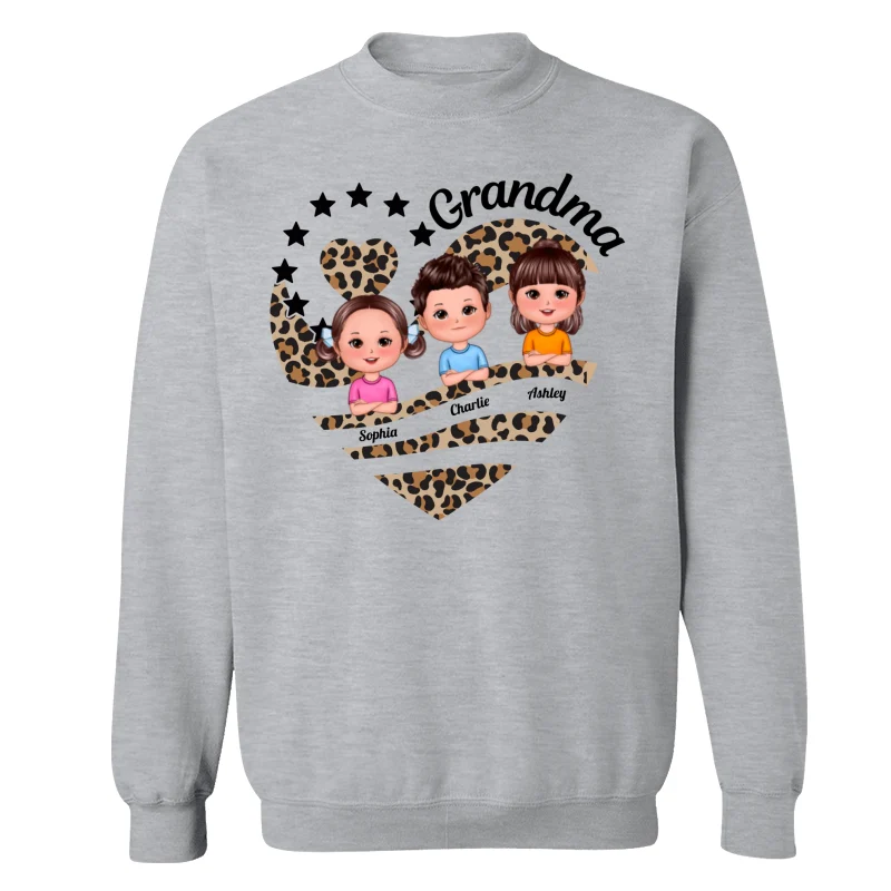 Grandma Mom Leopard Heart Doll Kids Personalized Shirt - Image 18