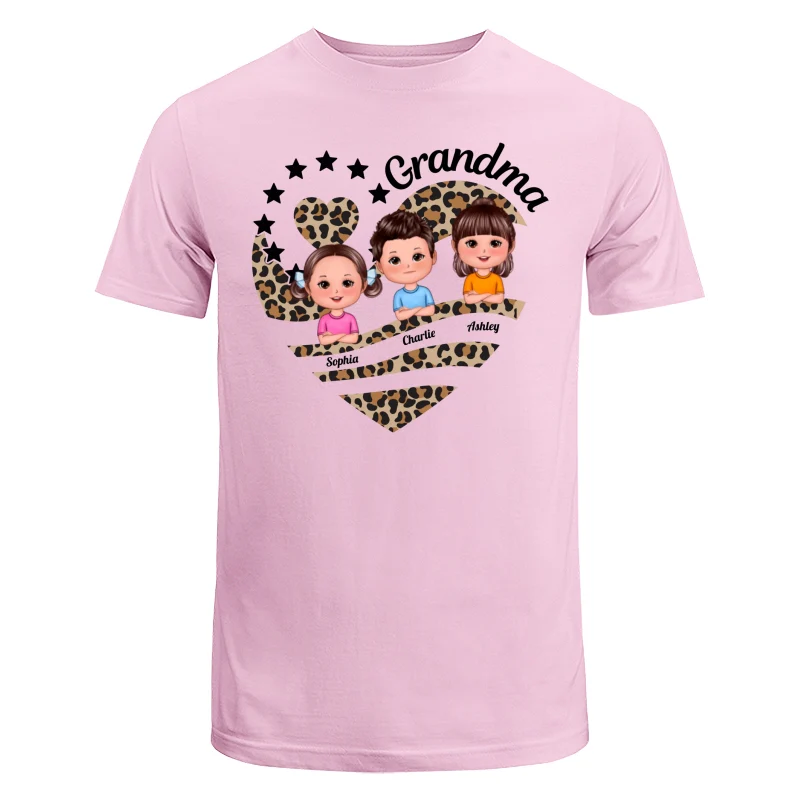 Grandma Mom Leopard Heart Doll Kids Personalized Shirt - Image 7