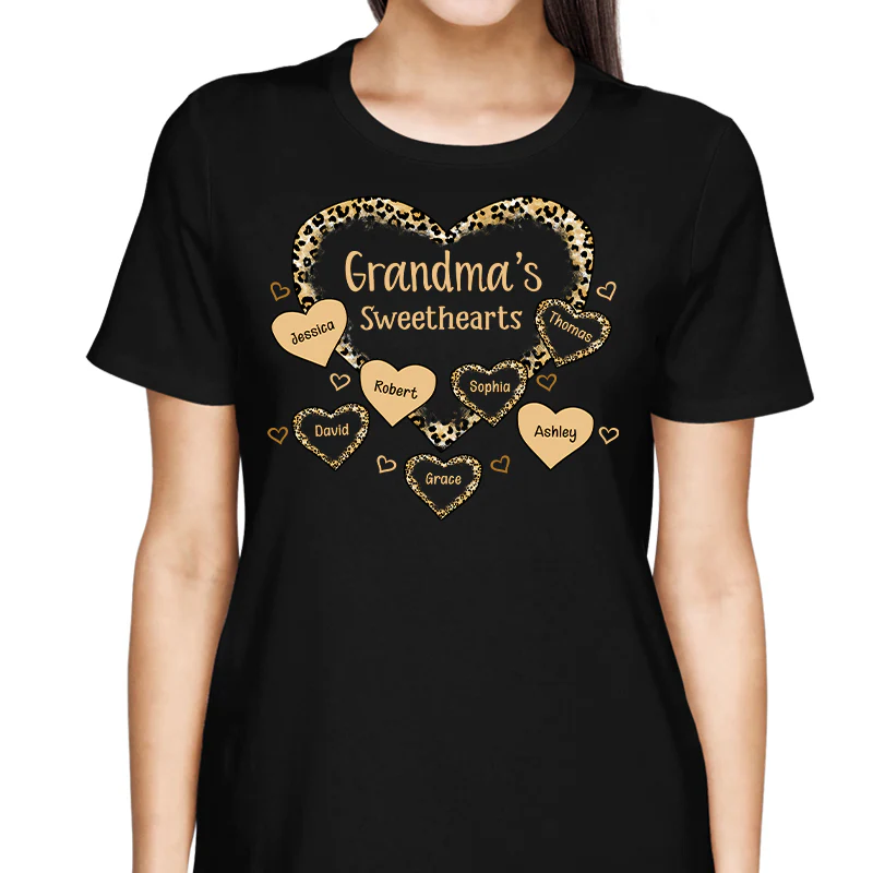 Grandma Mom Leopard Pattern Sweethearts Personalized Shirt - Image 2