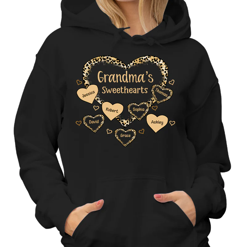 Grandma Mom Leopard Pattern Sweethearts Personalized Shirt - Image 4