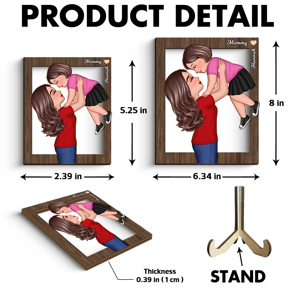 Grandma Mom Lifting Kid Frame Personalized 2-Layer Wooden Plaque - Image 6