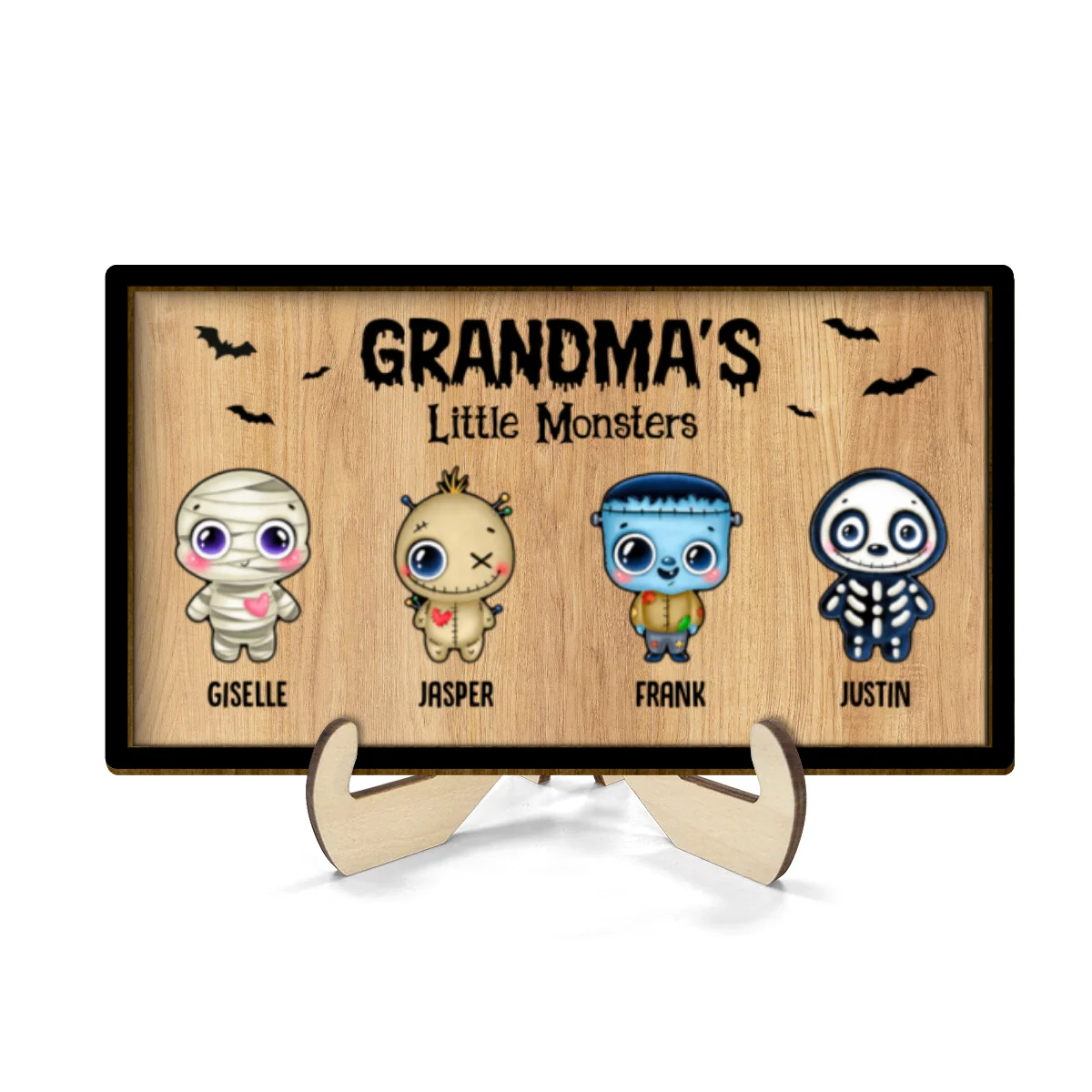 Grandma Mom Little Monsters Personalized 2-Layer Wooden Plaque, Halloween Decor - Image 8