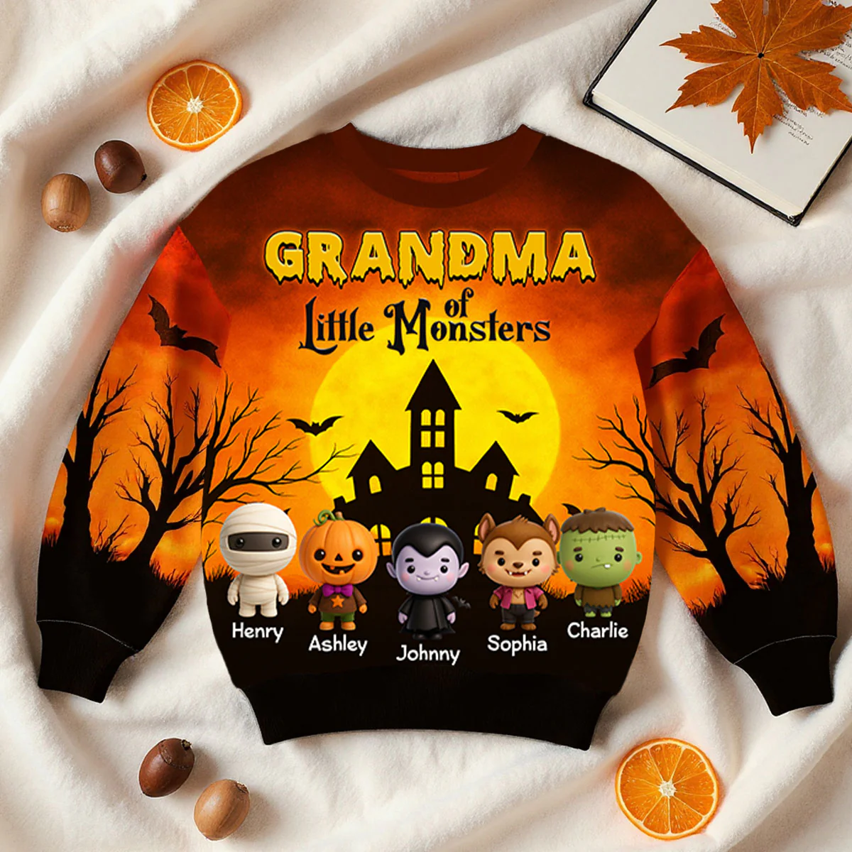Grandma Mom Little Monsters Personalized 3D Sweatshirt, Halloween gift for Grandma - Image 4