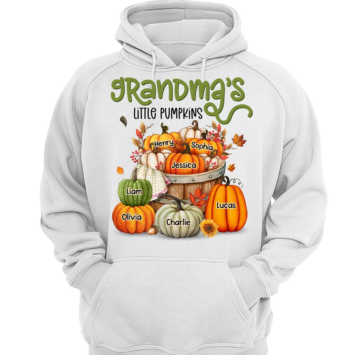 Grandma Mom Little Pumpkins Barrel Fall Season Personalized Shirt - Image 3