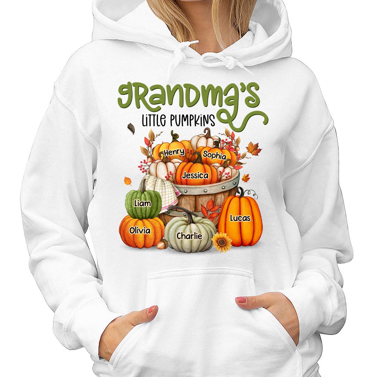 Grandma Mom Little Pumpkins Barrel Fall Season Personalized Shirt - Image 4