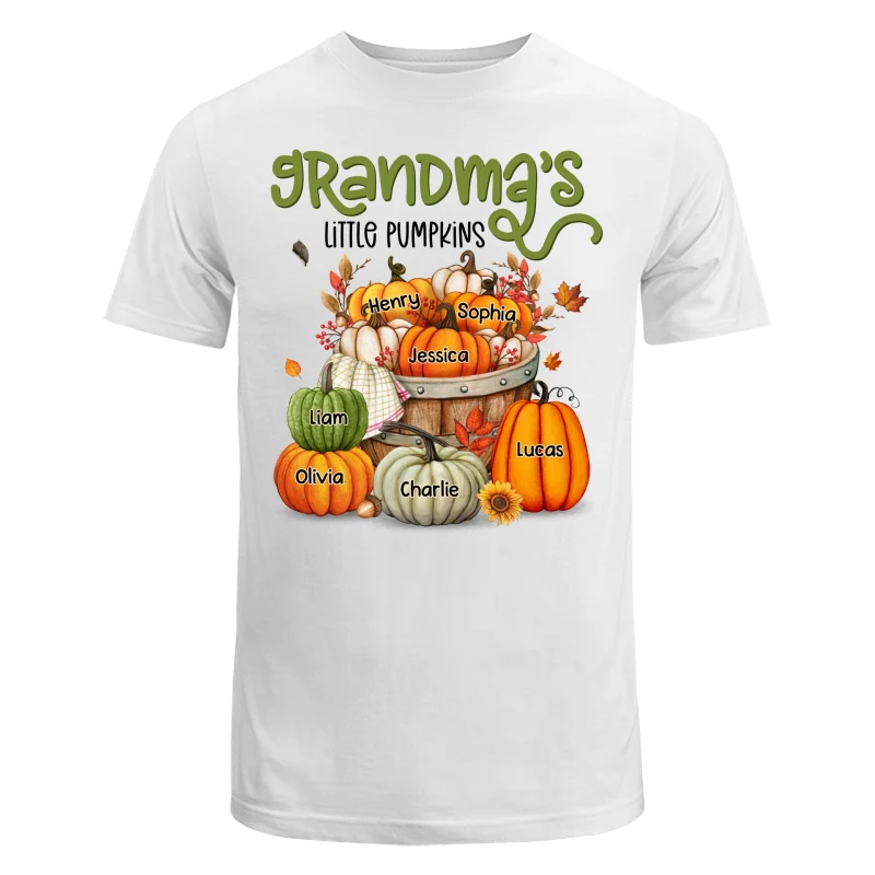 Grandma Mom Little Pumpkins Barrel Fall Season Personalized Shirt - Image 5