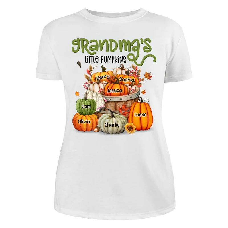 Grandma Mom Little Pumpkins Barrel Fall Season Personalized Shirt - Image 9