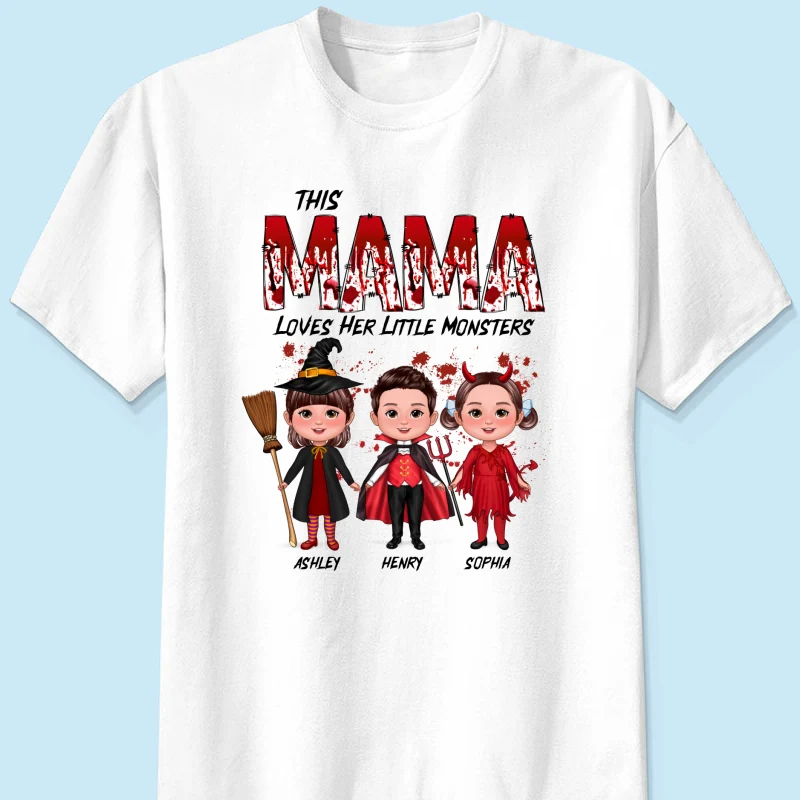 Grandma Mom Loves Her Monsters Spooky Halloween Personalized Shirt - Image 7