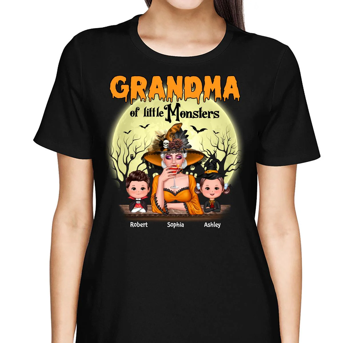 Grandma Mom Of Monsters Halloween Woman And Kids Personalized Shirt - Image 2