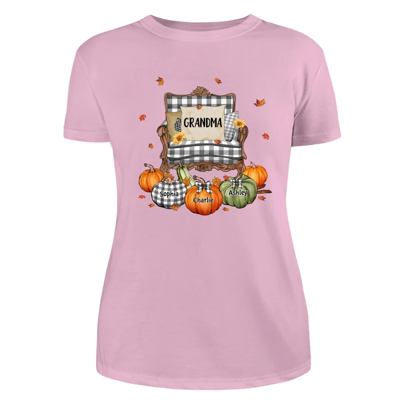 Grandma Mom Pattern Chair And Pumpkins Personalized Shirt - Image 11