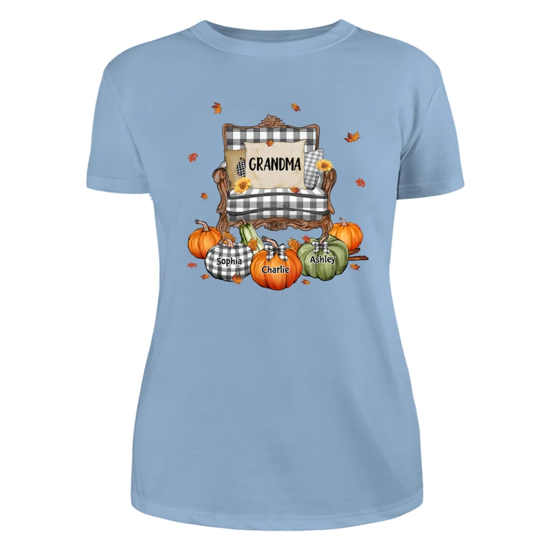 Grandma Mom Pattern Chair And Pumpkins Personalized Shirt - Image 12