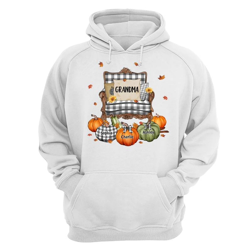 Grandma Mom Pattern Chair And Pumpkins Personalized Shirt - Image 13