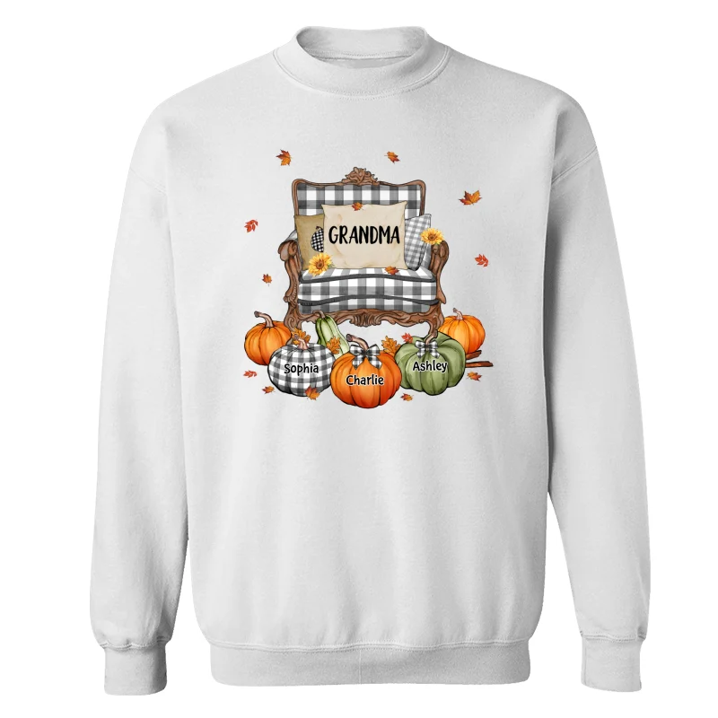Grandma Mom Pattern Chair And Pumpkins Personalized Shirt - Image 17