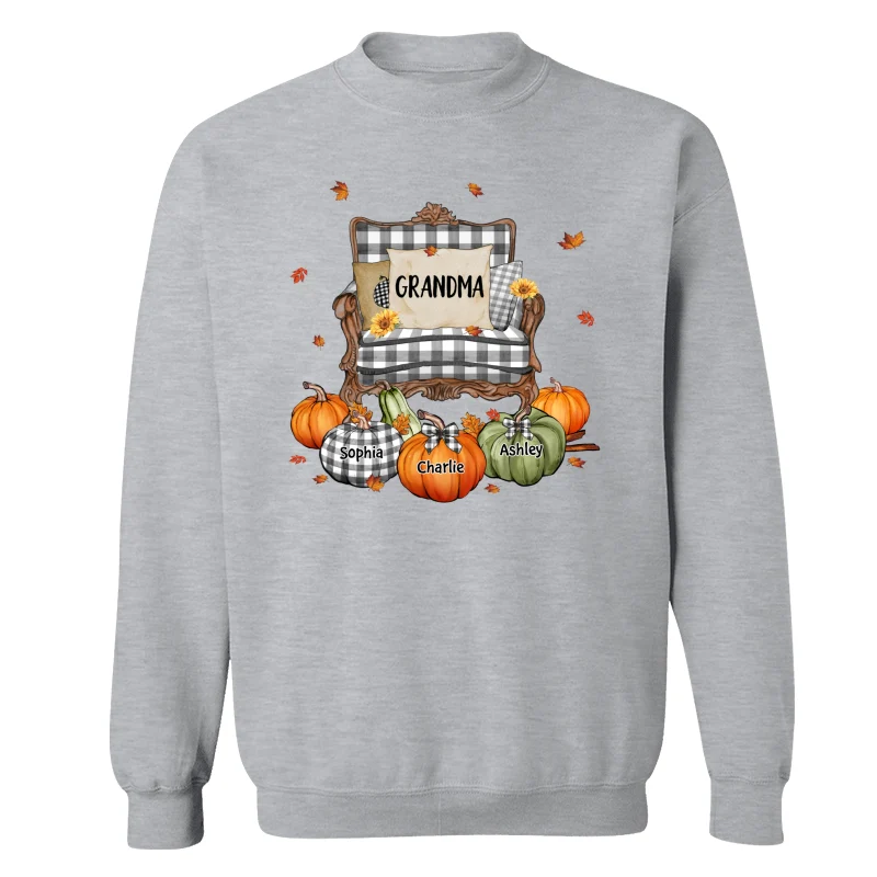 Grandma Mom Pattern Chair And Pumpkins Personalized Shirt - Image 18