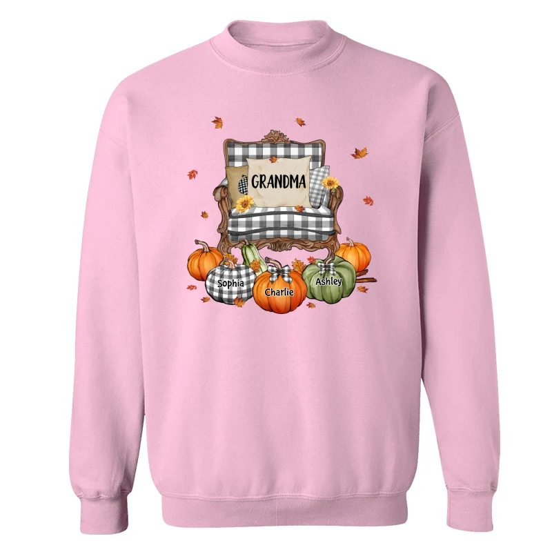 Grandma Mom Pattern Chair And Pumpkins Personalized Shirt - Image 19