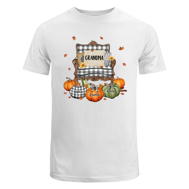 Grandma Mom Pattern Chair And Pumpkins Personalized Shirt - Image 5