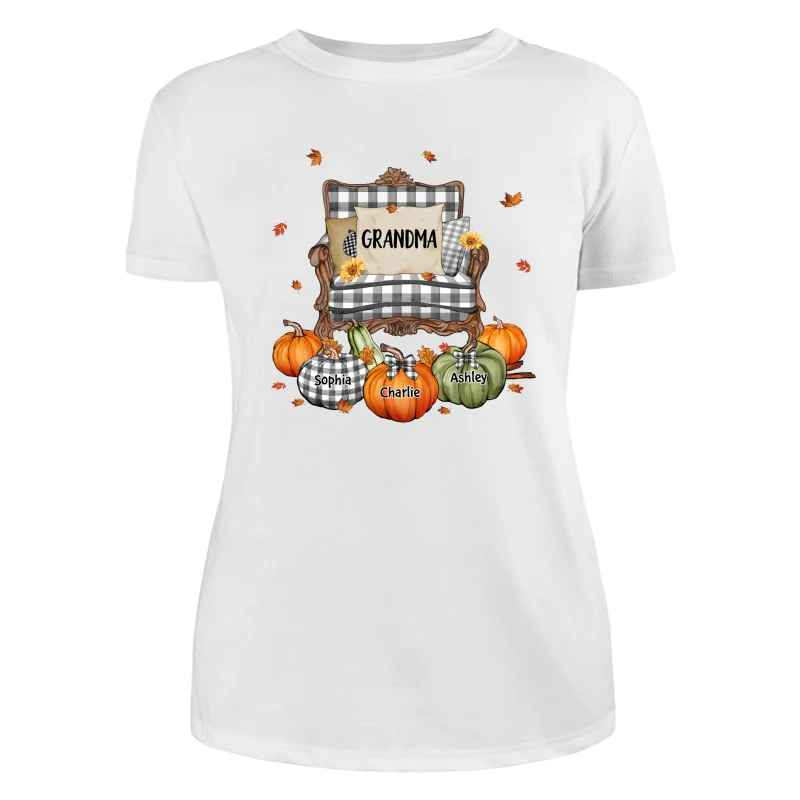 Grandma Mom Pattern Chair And Pumpkins Personalized Shirt - Image 9