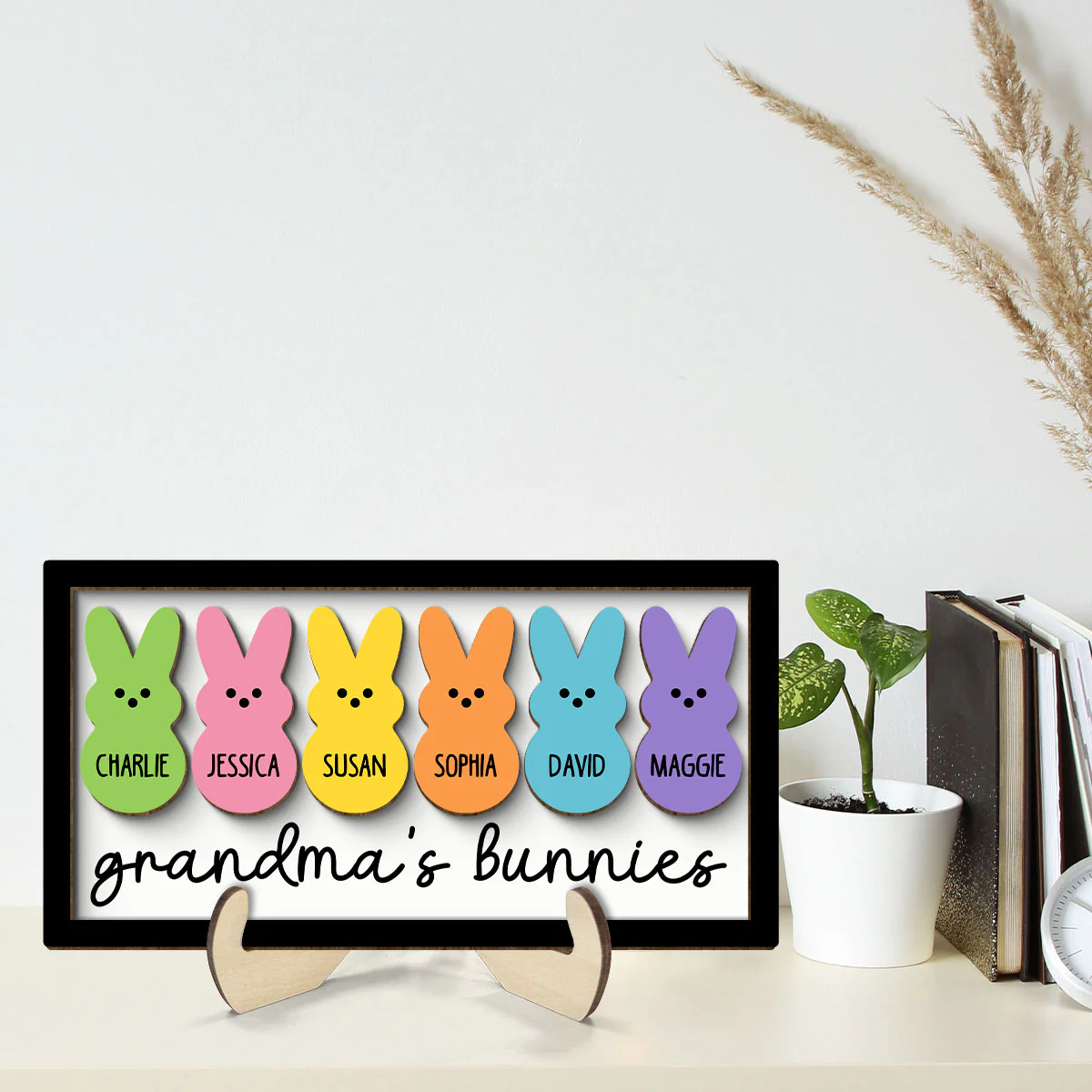 Grandma Mom Peeps Easter Gift Personalized 2-layer Wooden Plaque - Image 2