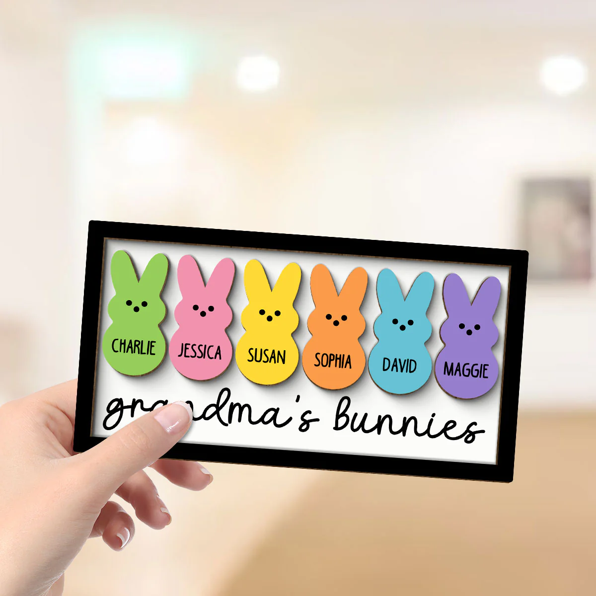 Grandma Mom Peeps Easter Gift Personalized 2-layer Wooden Plaque - Image 4