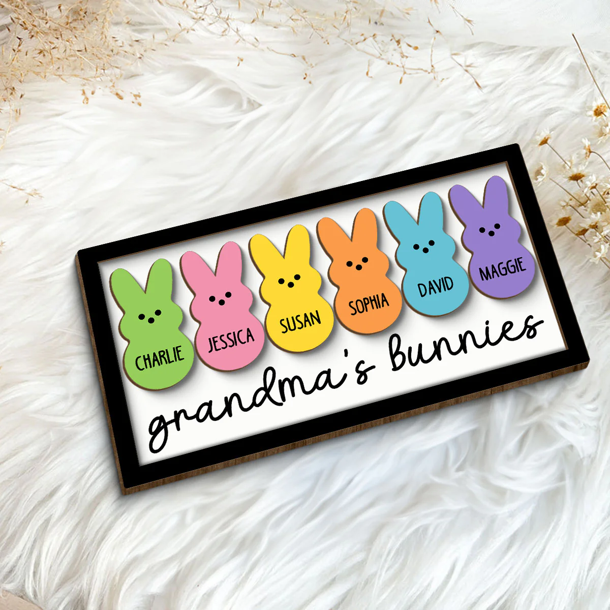 Grandma Mom Peeps Easter Gift Personalized 2-layer Wooden Plaque - Image 5