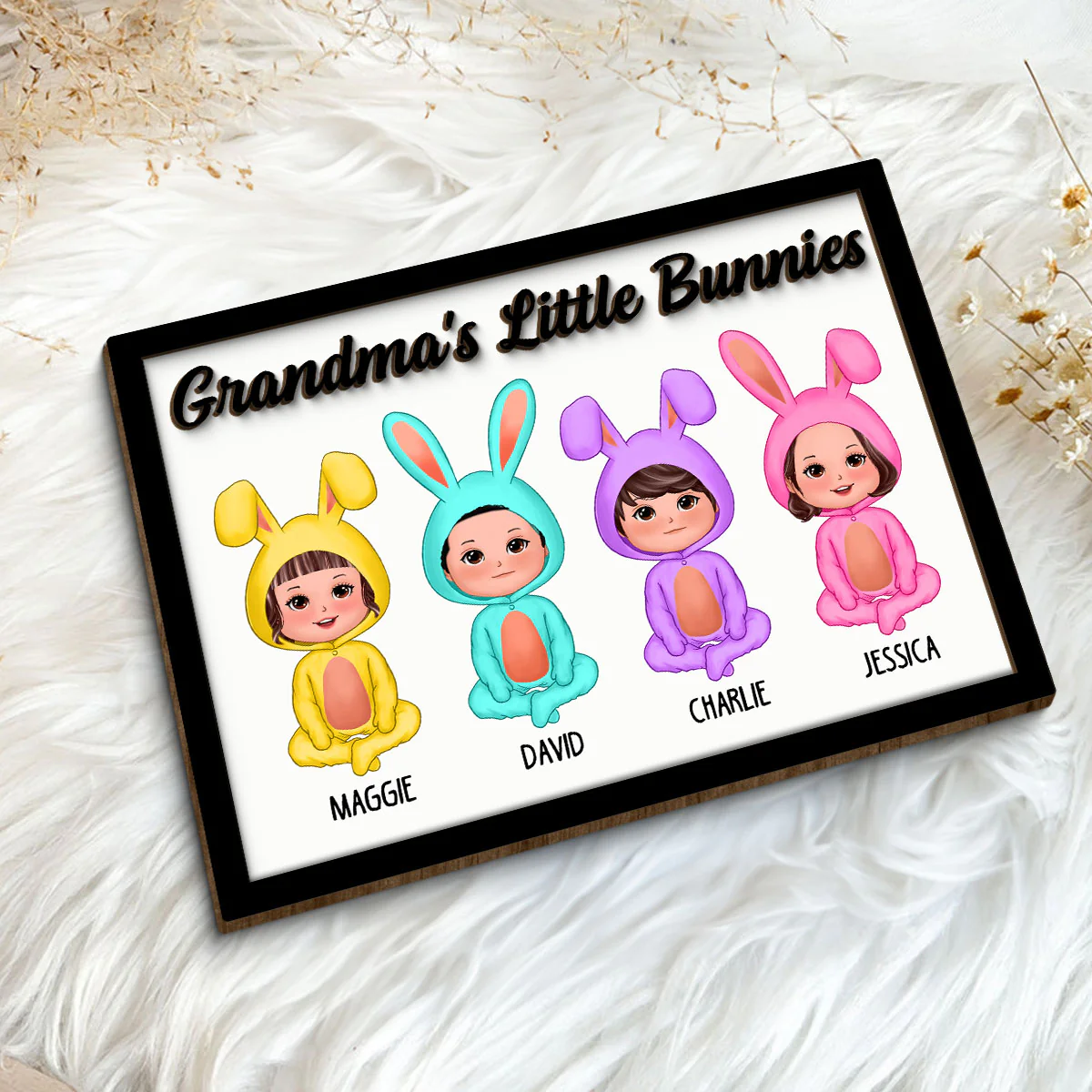 Grandma Mom Peeps Kids Easter Gift Personalized 2-layer Wooden Plaque - Image 5
