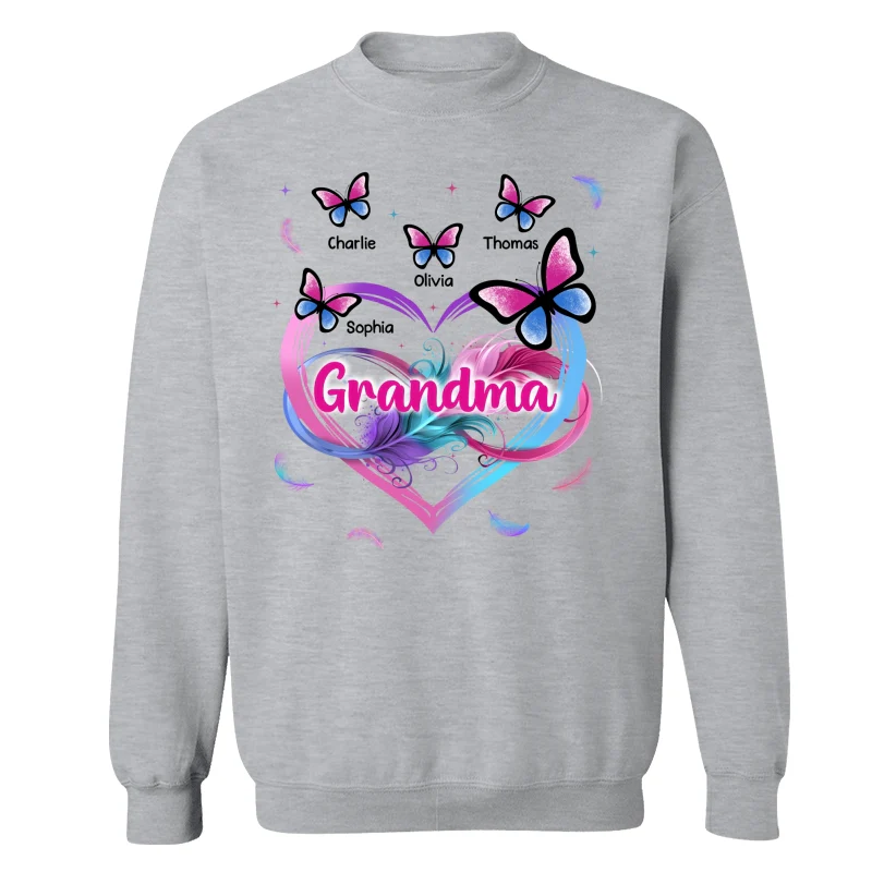 Grandma Mom Pink Blue Heart Infinity Butterflies Personalized Shirt - Image 18