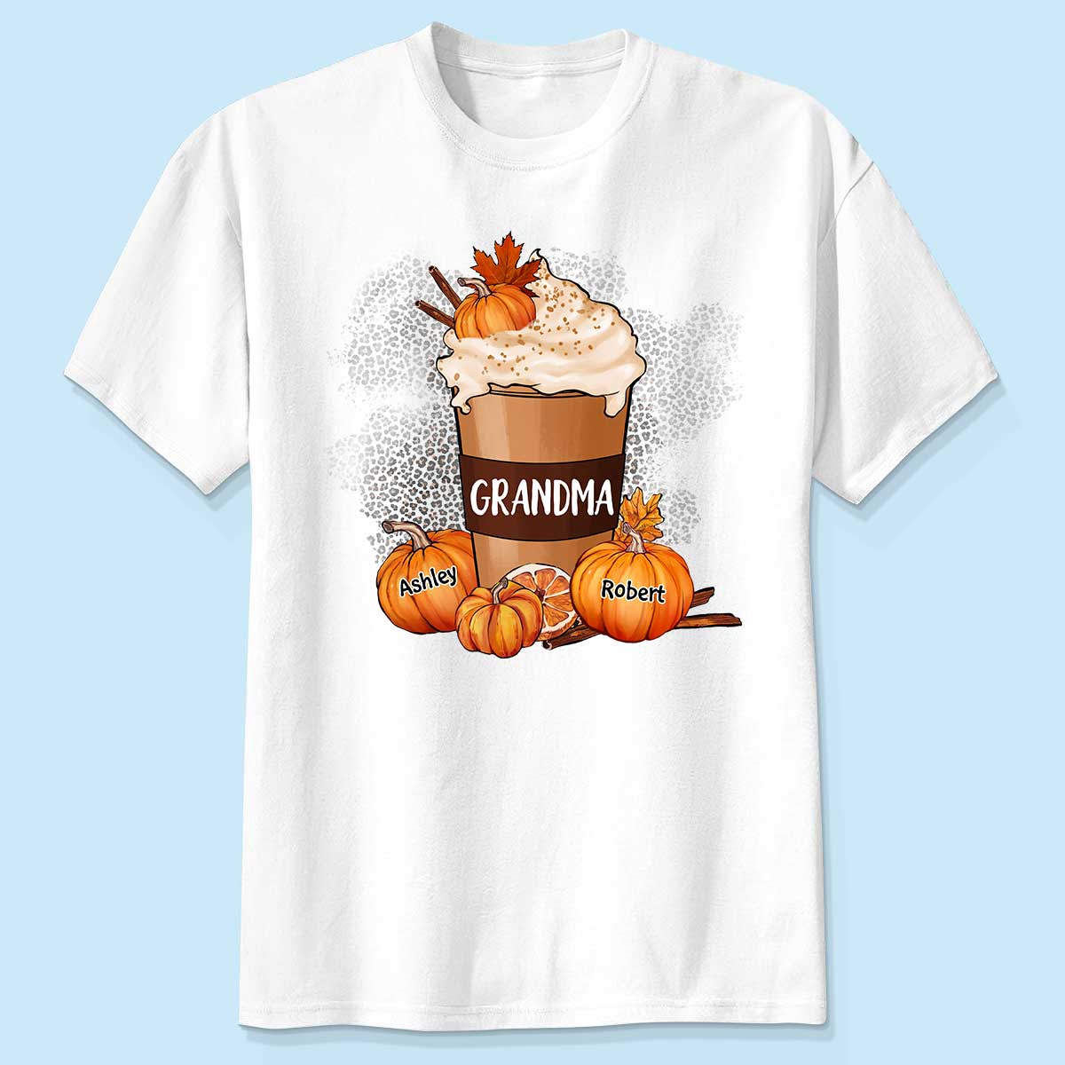 Grandma Mom Pumpkin Spice Latte Personalized Shirt - Image 2