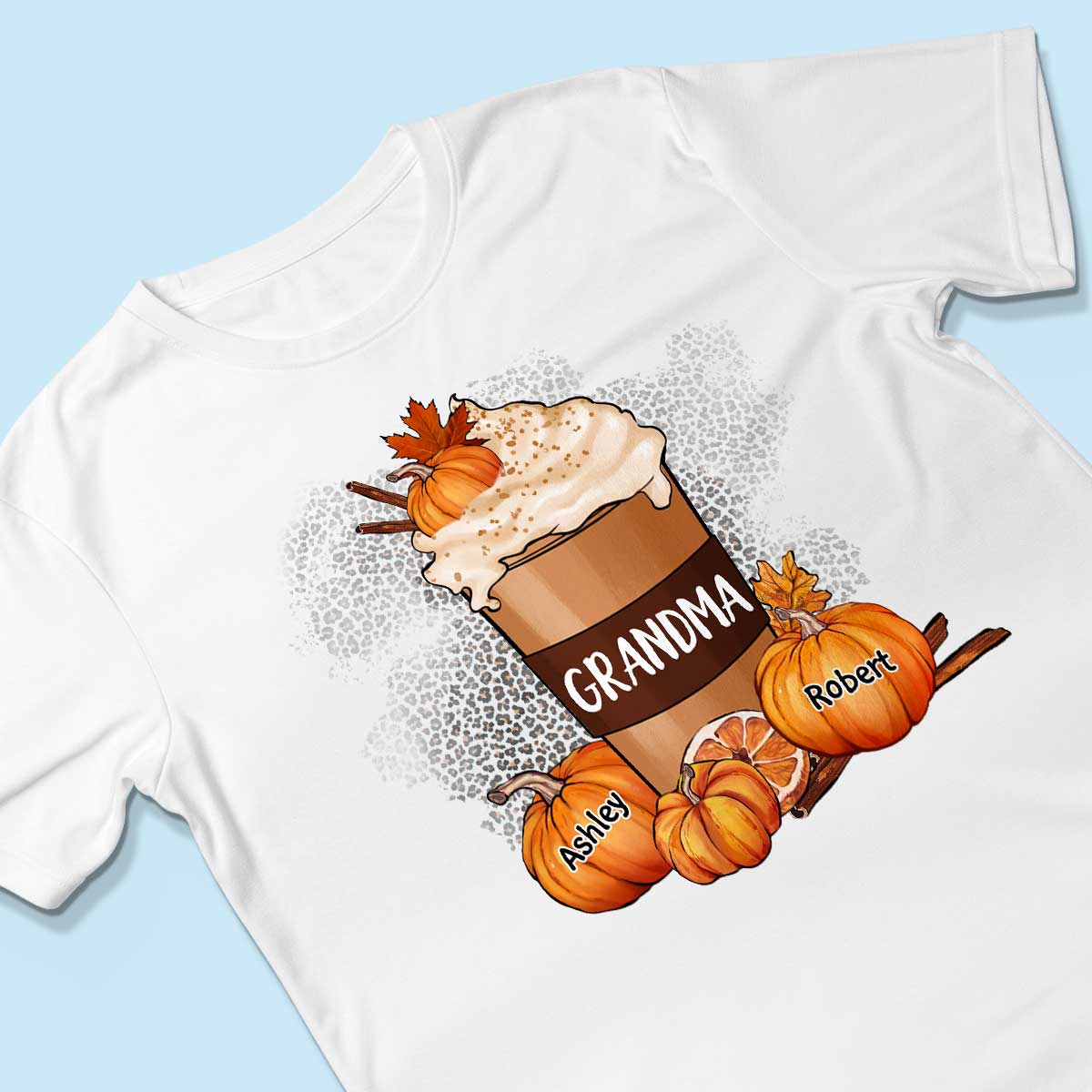Grandma Mom Pumpkin Spice Latte Personalized Shirt - Image 4
