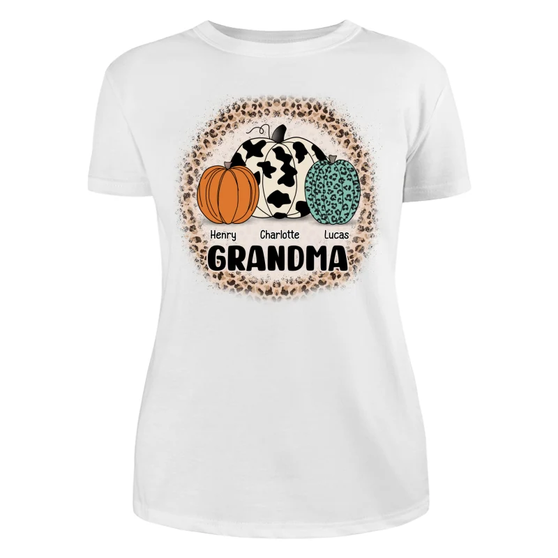 Grandma Mom Pumpkins Leopard Pattern Personalized Shirt - Image 11