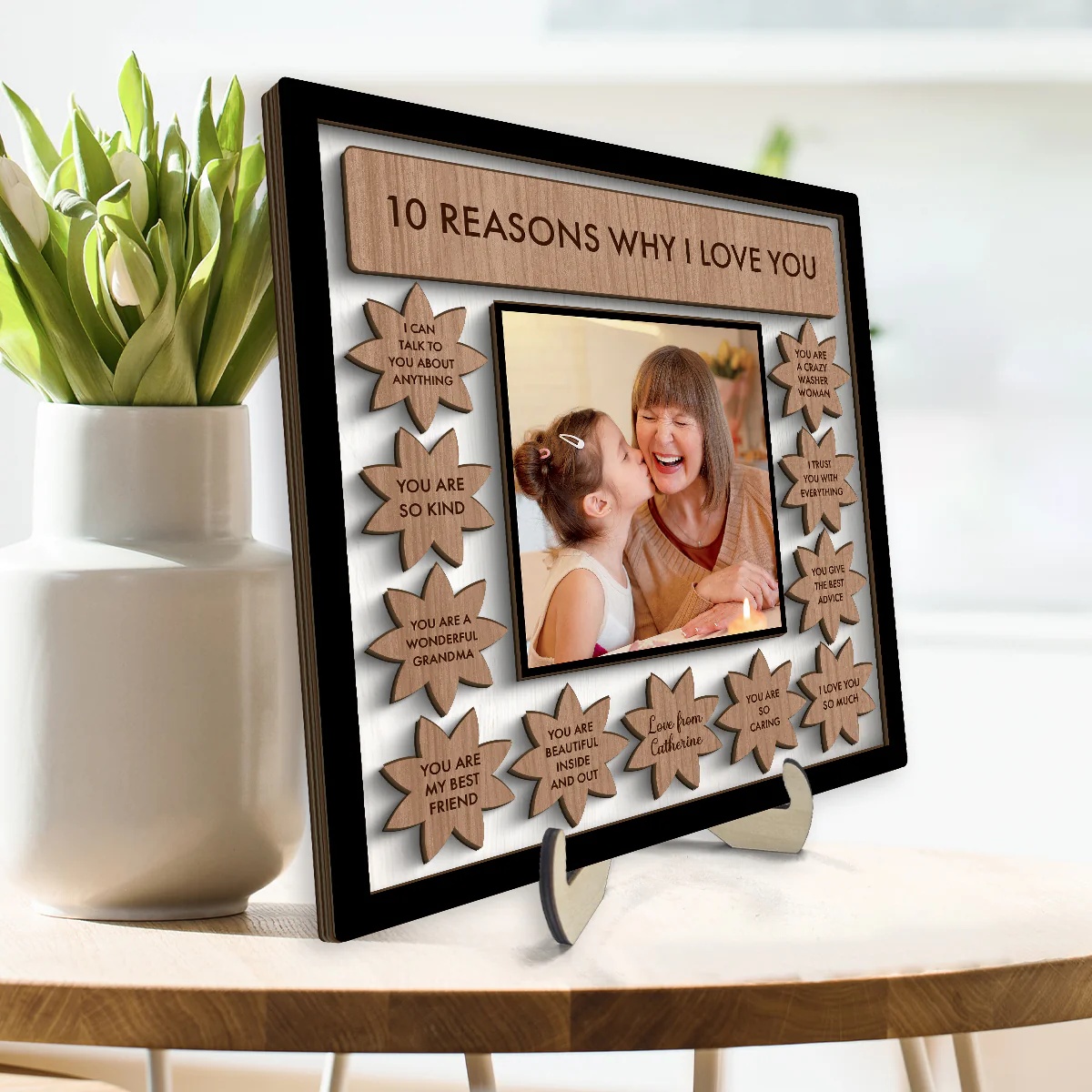 Grandma Mom Reason Why I Love You Photo Personalized 2-layer Wooden Plaque - Image 3