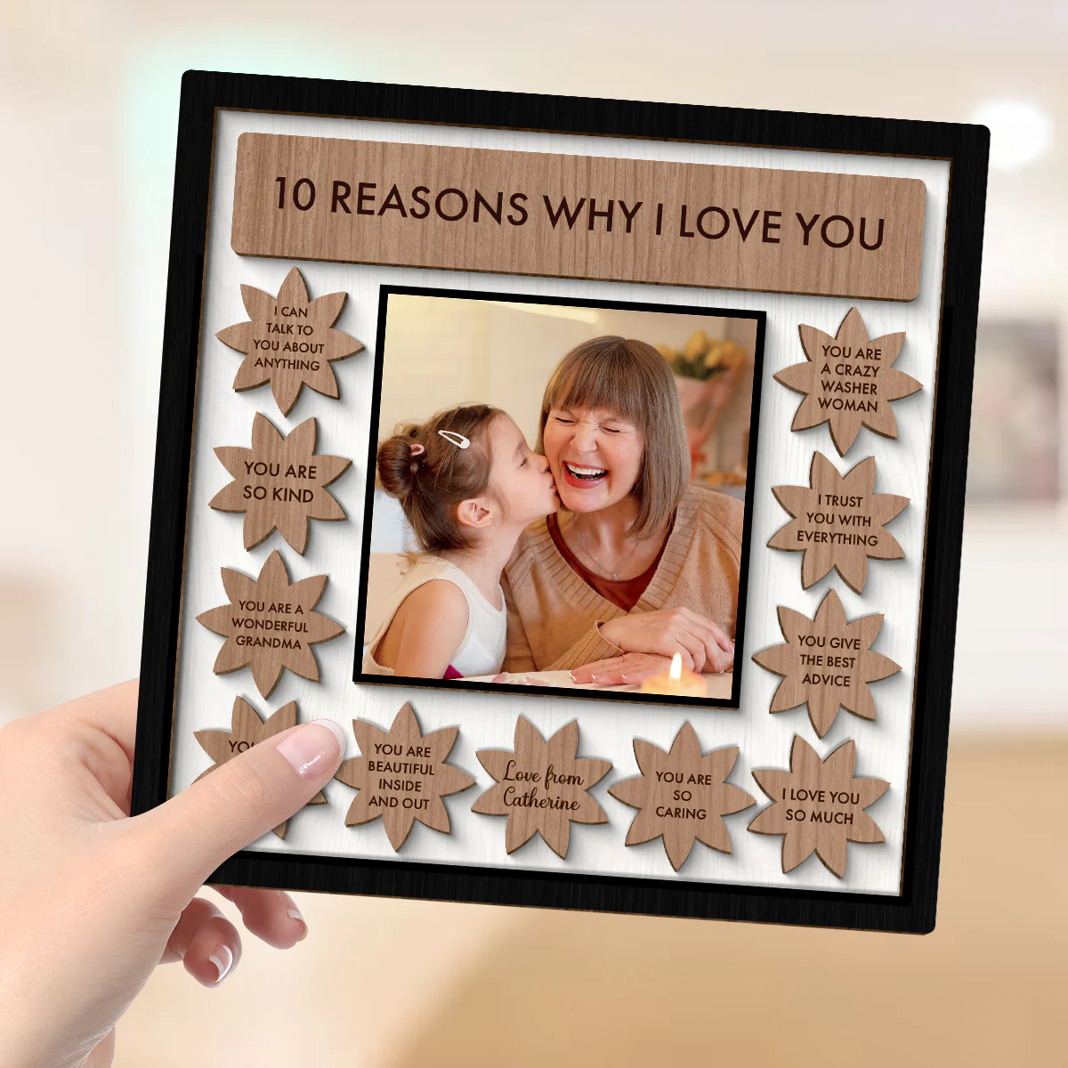 Grandma Mom Reason Why I Love You Photo Personalized 2-layer Wooden Plaque - Image 4