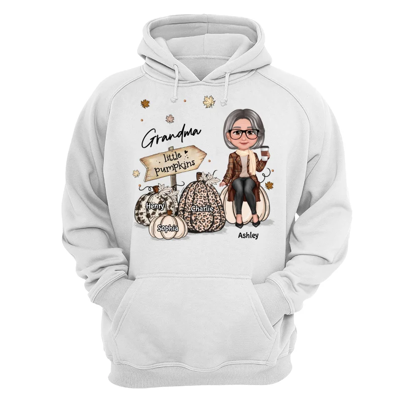 Grandma Mom Sitting On Animal Prints Patterned Pumpkins Fall Season Personalized Shirt - Image 13