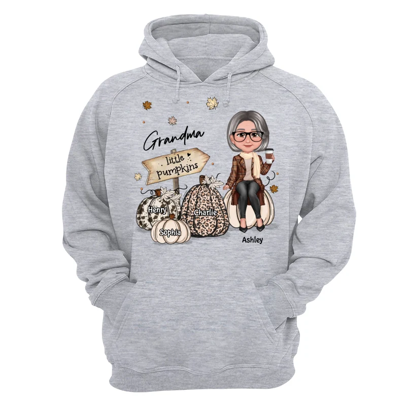 Grandma Mom Sitting On Animal Prints Patterned Pumpkins Fall Season Personalized Shirt - Image 14
