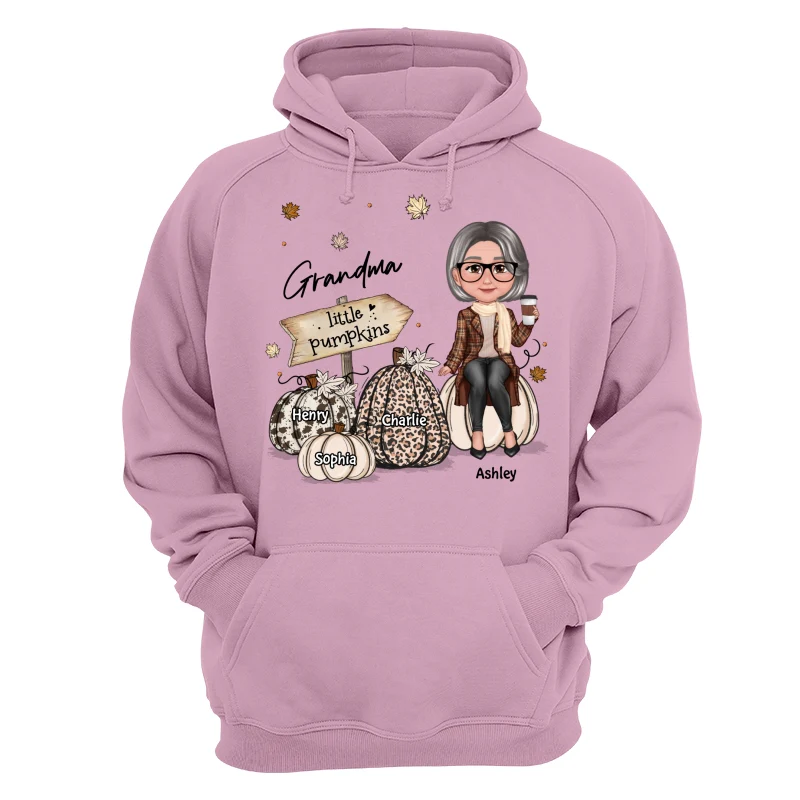 Grandma Mom Sitting On Animal Prints Patterned Pumpkins Fall Season Personalized Shirt - Image 15