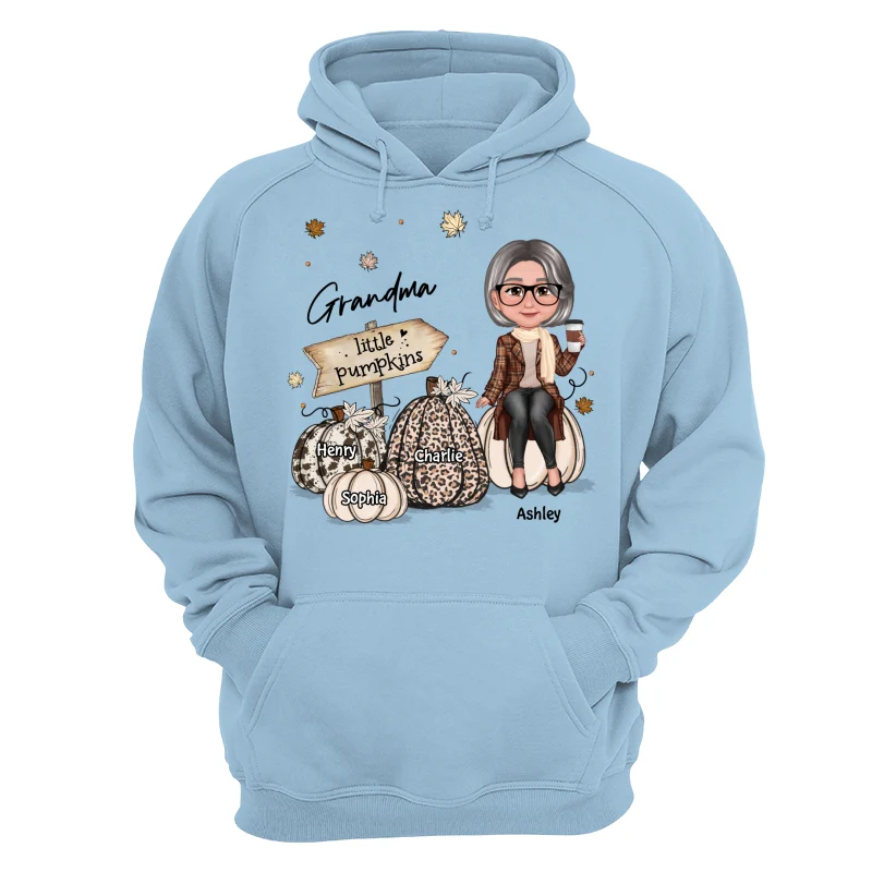 Grandma Mom Sitting On Animal Prints Patterned Pumpkins Fall Season Personalized Shirt - Image 16