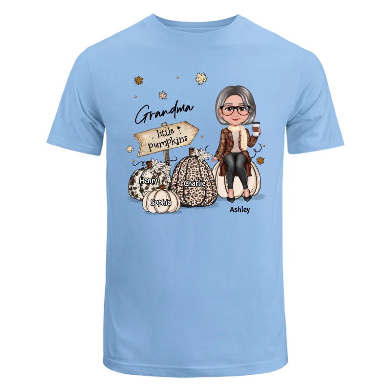 Grandma Mom Sitting On Animal Prints Patterned Pumpkins Fall Season Personalized Shirt - Image 8