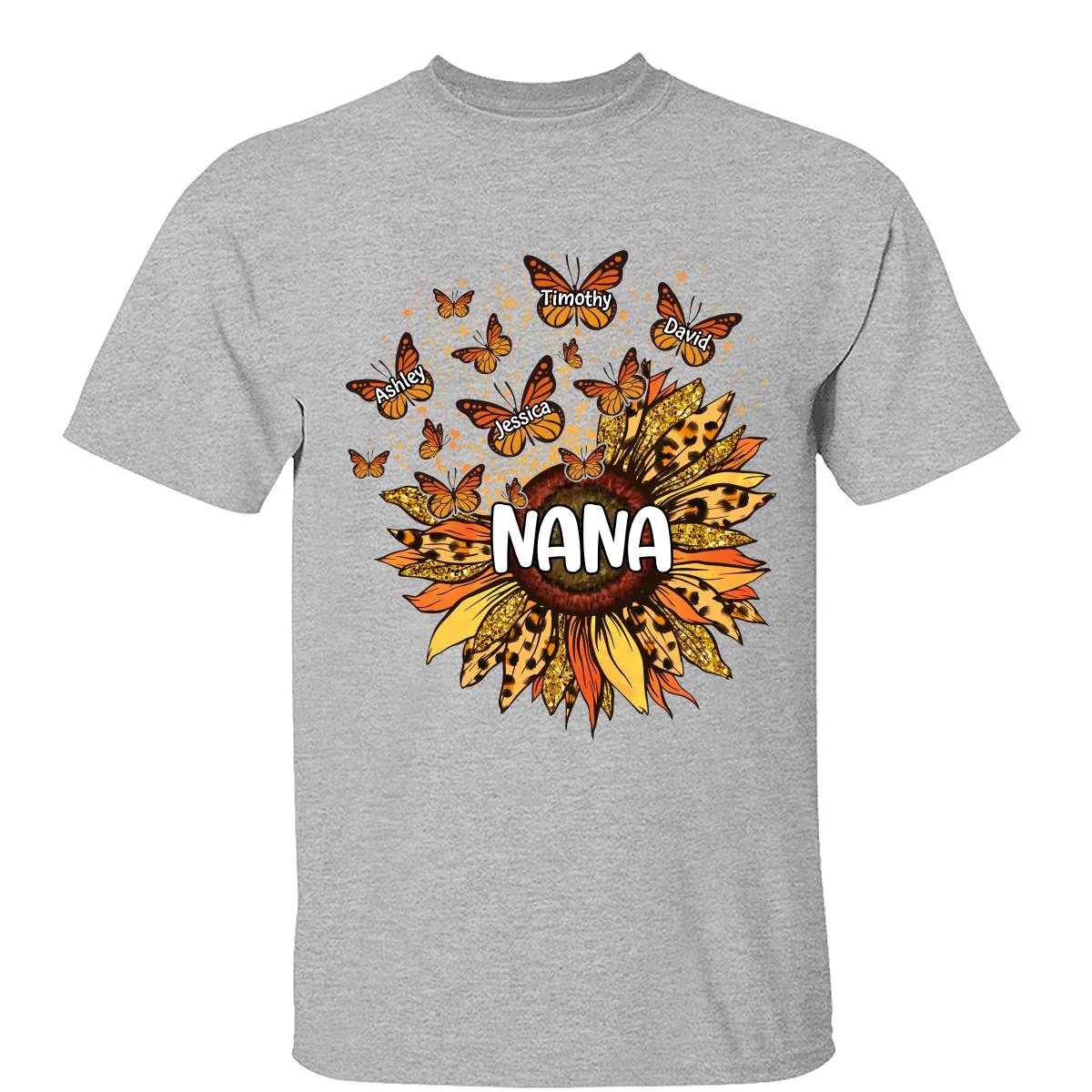 Grandma Mom Sunflower Butterflies Fall Season Personalized Shirt