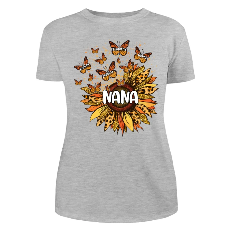 Grandma Mom Sunflower Butterflies Fall Season Personalized Shirt - Image 10