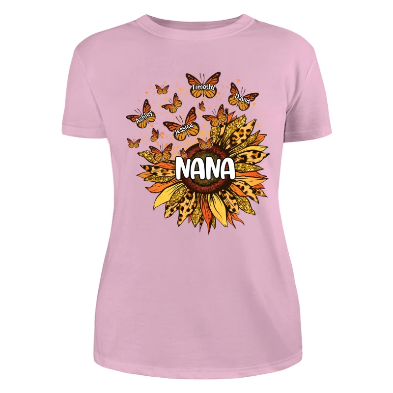 Grandma Mom Sunflower Butterflies Fall Season Personalized Shirt - Image 11