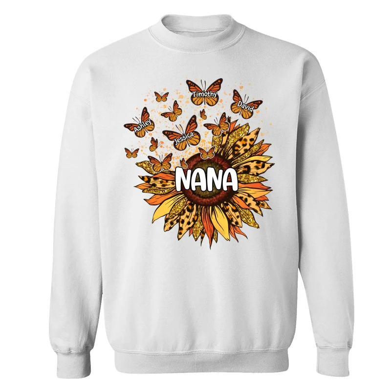 Grandma Mom Sunflower Butterflies Fall Season Personalized Shirt - Image 17
